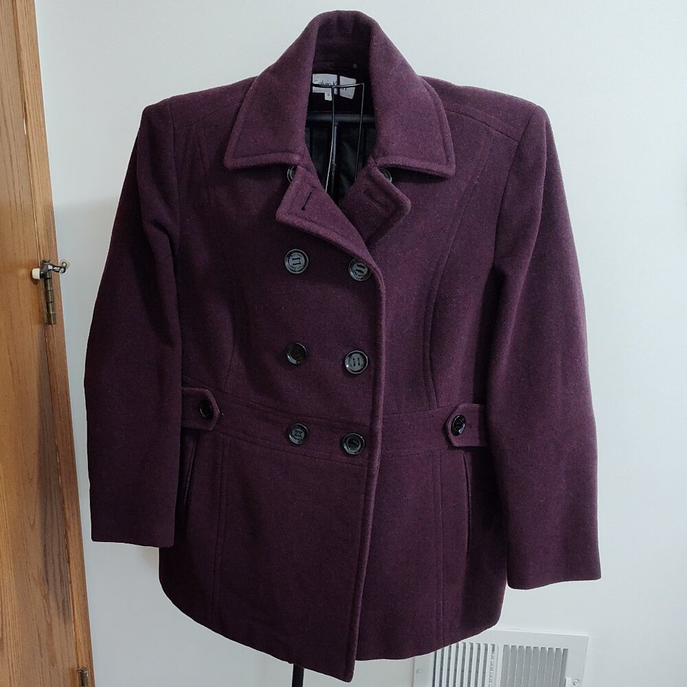 Calvin Klein purple double breasted pea coat, VG to Excellent used cond. sz. 1X